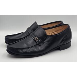Vintage Mens 11 Florsheim Imperial Black Leather Slip On Loafer Dress Shoes